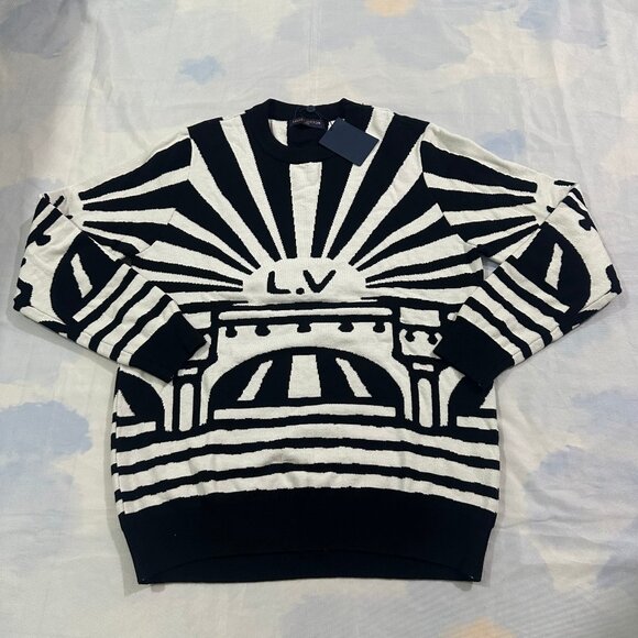 Louis Vuitton Logo-Print Black And White Unisex Sweater - Picture 1 of 6